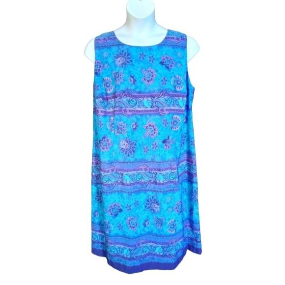 R & K Floral Print Sleeveless Back Keyhole Zip Closure Shift Dress Plus Size 20W - Picture 2 of 8